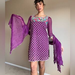 Elegant Purple Floral Women's Dress